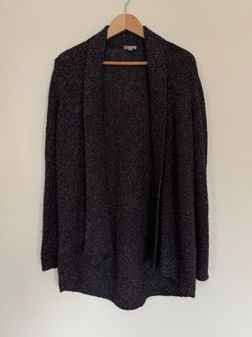 Talbots Spacedye Marled Wool Silk Blend Open-Front Long Sleeve Sweater Cardigan